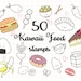 Kawaii Hand Drawn Procreate Food Doodle Stamps, Brushset Bundle, 50 ...
