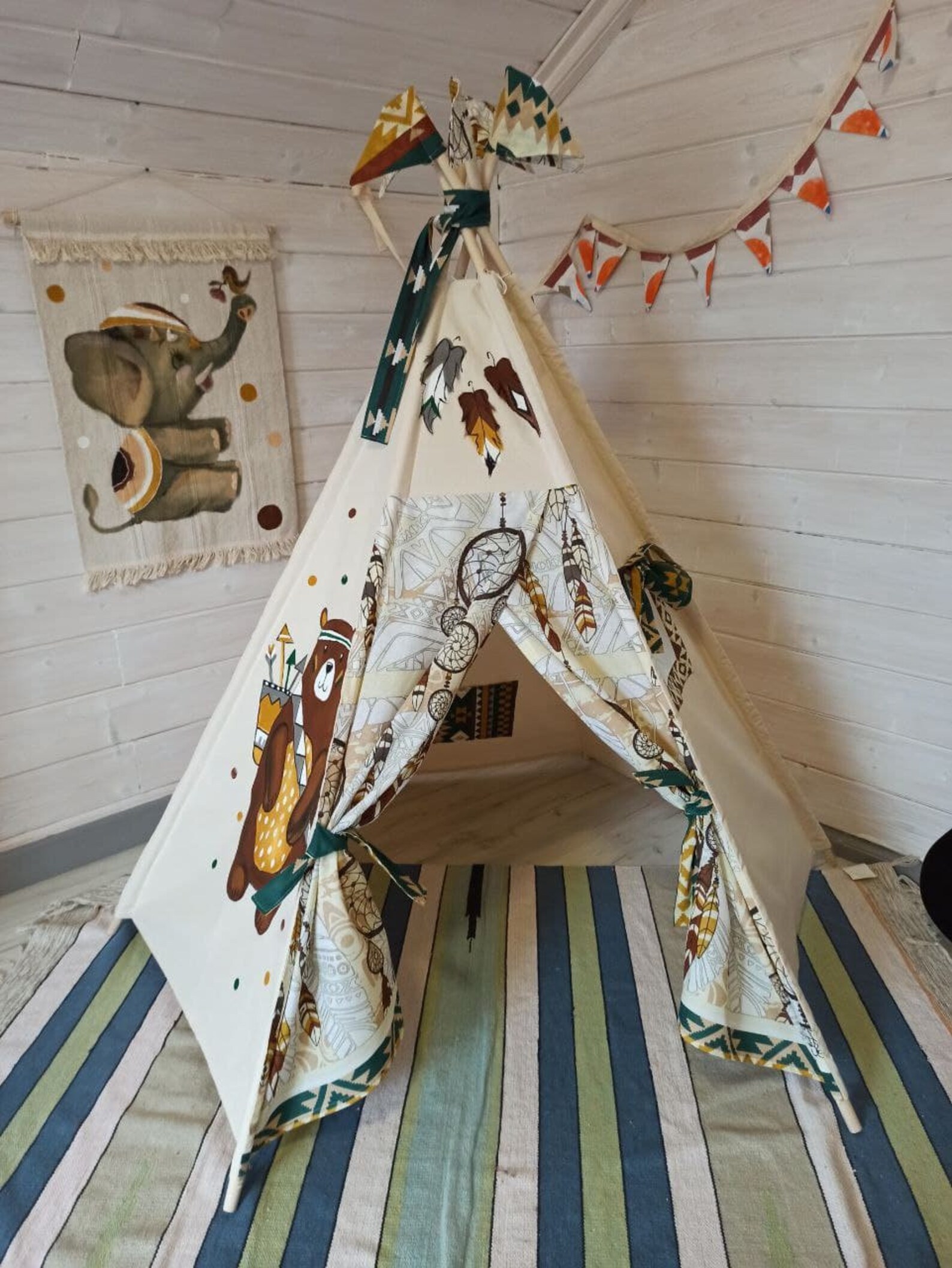 Big Tipi with Bear for nursery Teepee tent Tepee Etsy