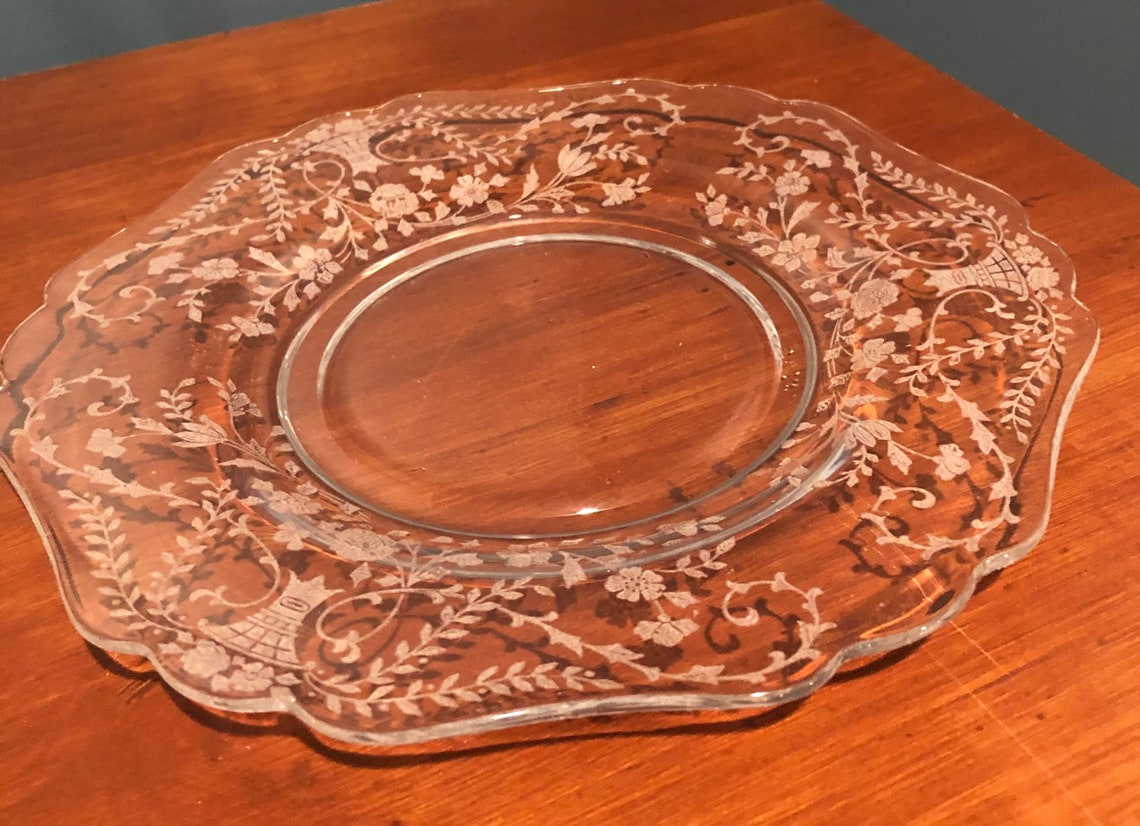 Vintage Crystal Clear Cambridge Plate with Portia Pattern Etsy