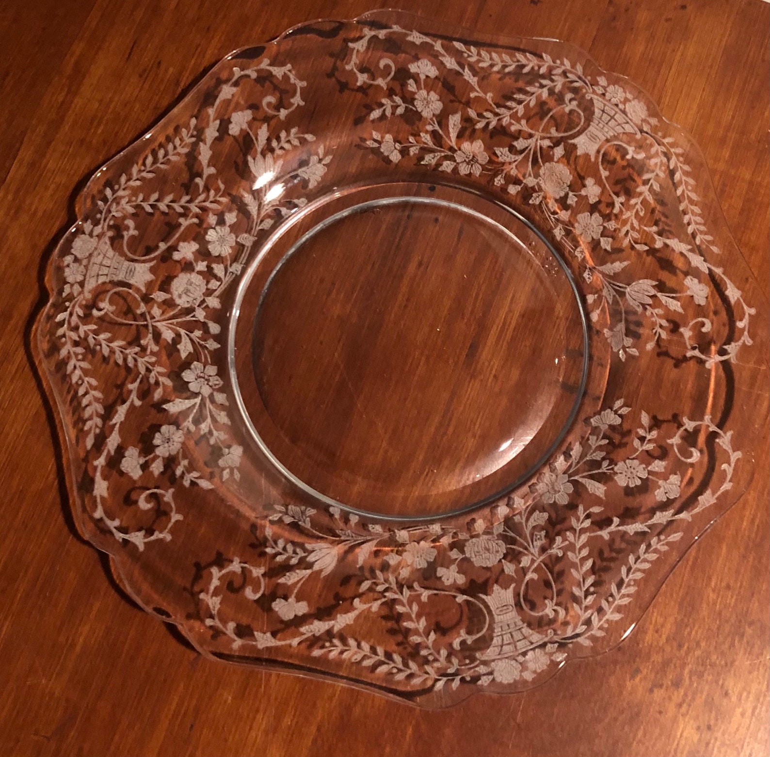Vintage Crystal Clear Cambridge Plate with Portia Pattern Etsy
