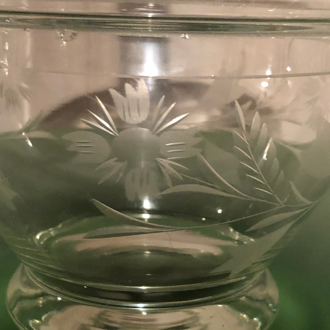 Vintage Etched Glass Candy Dish With Lid Etsy