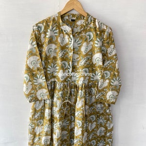 Light Colour Hand Print Dress,Handblock Cotton Dress,Indian Print Dress,Cotton Block Dresss,Block Print Dress,Long Dresses
