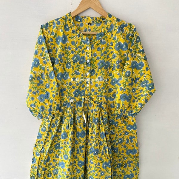 Hand Block Printed dress| Summer Dress| Cotton Dress| Floral print| Handmade| Made in India Block Print Dress| Cotton maxi dress