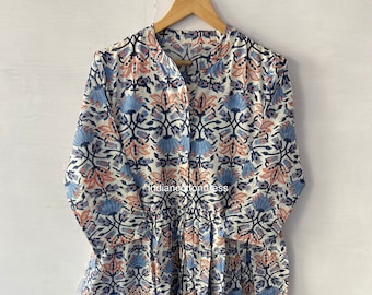 Sketer Circle Dress, Flapper Dress, Blousen Dress ,Short Dress, Floral Cotton Dresses, Handblock Dresses