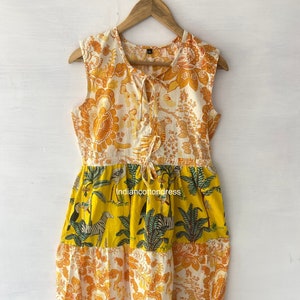 Sleeveless Handblock Dresses,Block Print Dresses,Long Floral Dress,Handmade Cotton Dress,Skater Dress,Circle Dresses