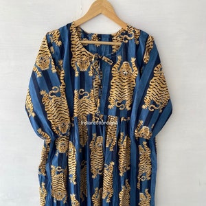 Tiger Prind Dress Women Dress Hand Print Dress,Cotton Dress,Block Print Dress,Cotton Block Dress,Women Dress,Floral Summer Dress