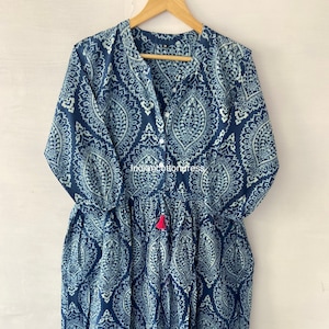 Hand Block Printed Dress| Summer Dress| Brown dress| Cotton dress| Handmade| Made in India