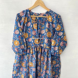 Floral Print Dress Women Dress Hand Print Dress,Cotton Dress,Block Print Dress,Cotton Block Dress,Women Dress,Floral Summer Dress