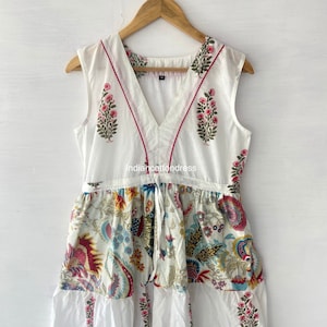 Patchwork Kleid Frauen Kleid Handdruck Kleid, Baumwollkleid, Block Print Kleid, Baumwoll-Block Kleid, Frauen Kleid, Sommerkleid Floral, Handblock