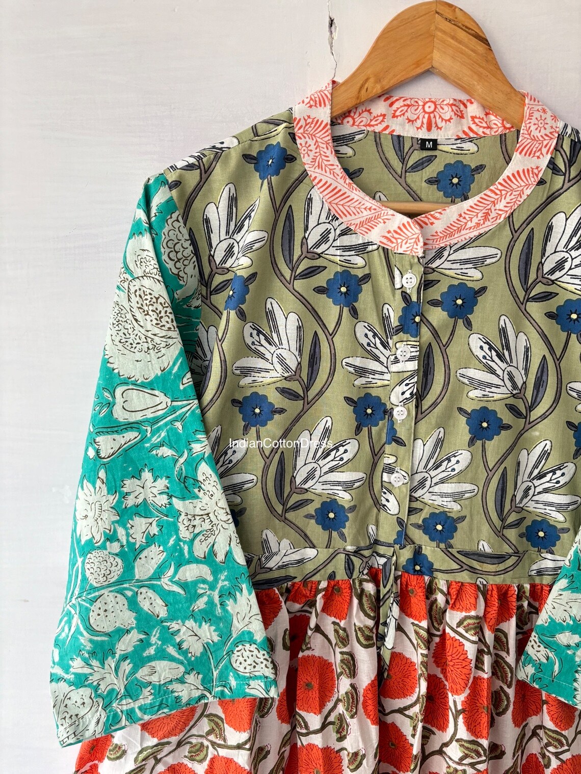 Rosa Hand Block Print Cotton Spaghetti Dress