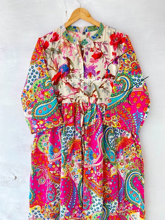 Patchwork Blockprint Cotton Dress, casual dress, gown and maxi Dress , summer dress, boho and hippi dress