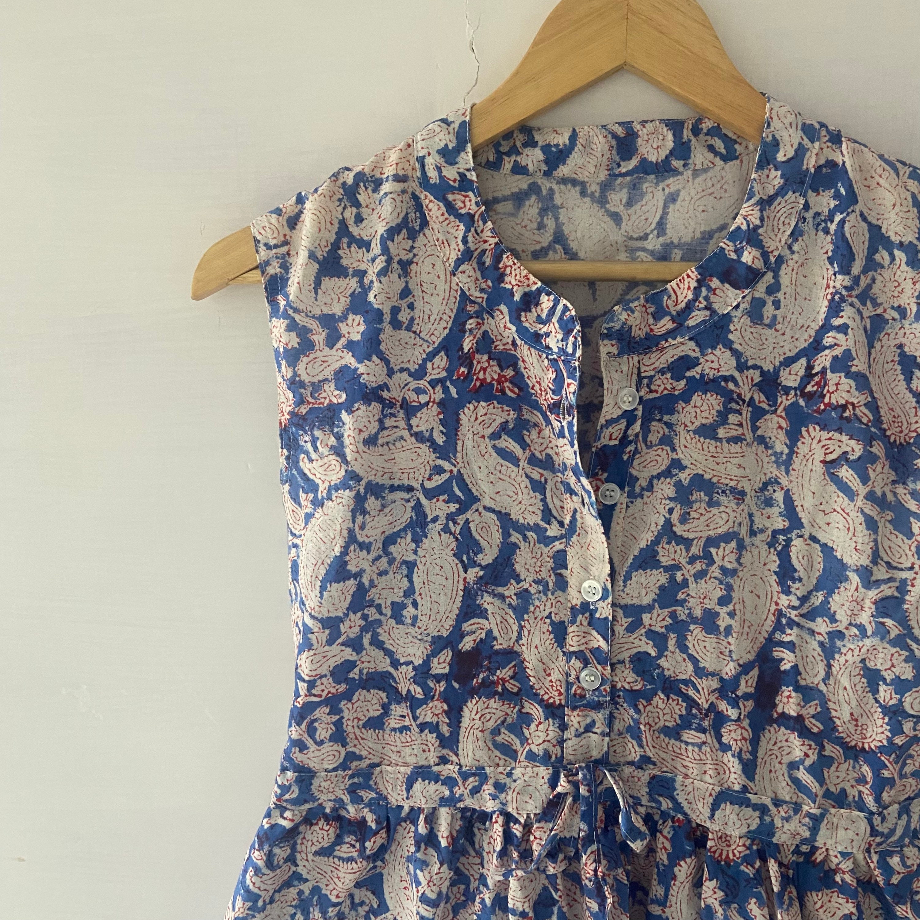 Block Print Dress,indian Cotton Dress,paisley,cotton Indian Dress