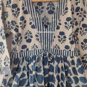 Indigo Printed Dress Women Dress Hand Print Dress,Cotton Dress,Block Print Dress,Cotton Block Dress,Women Dress,Floral Summer Dress image 7