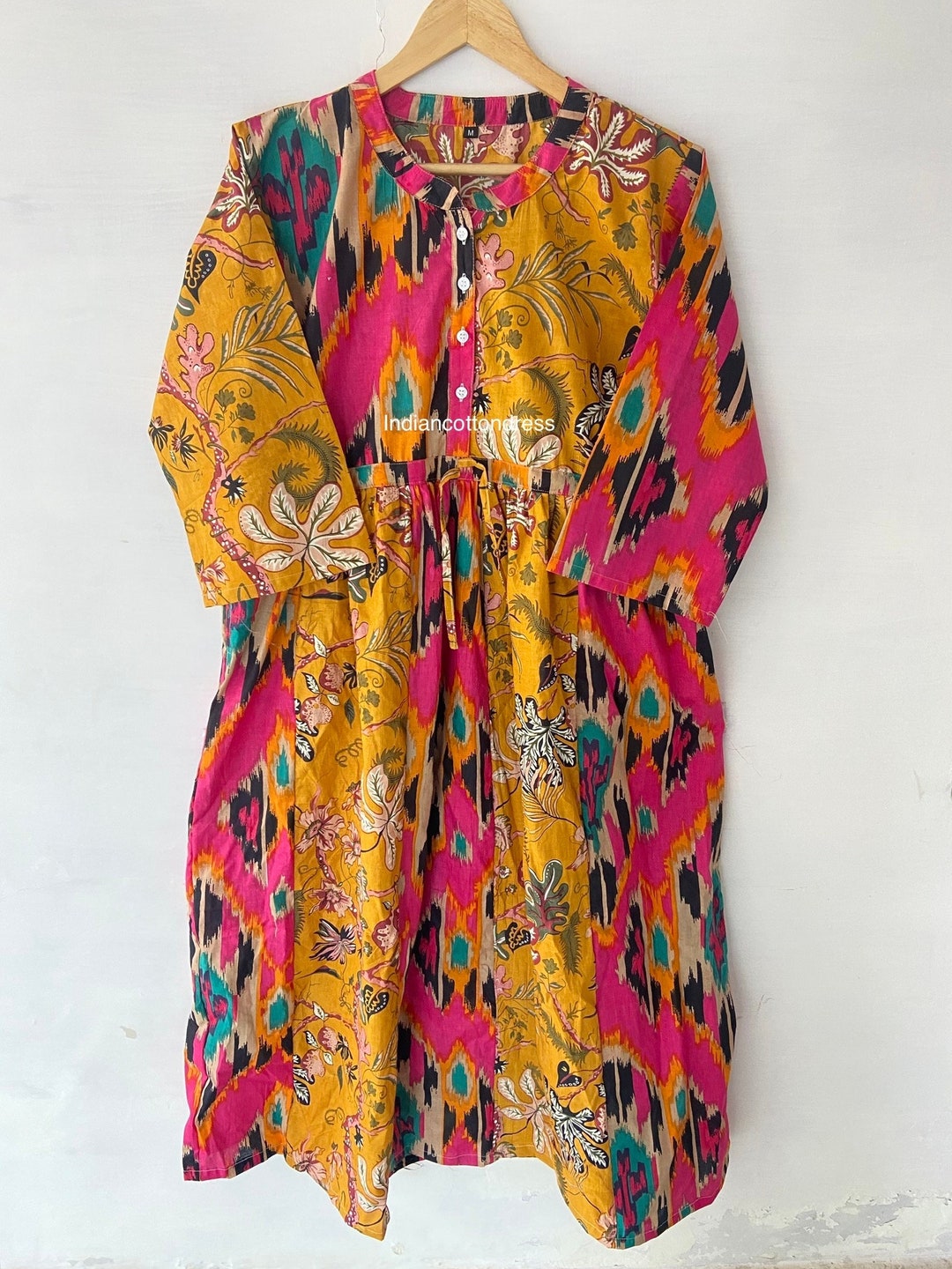 Patchwork Cotton Dress, Handblock Print Dress, Block Printed Dress