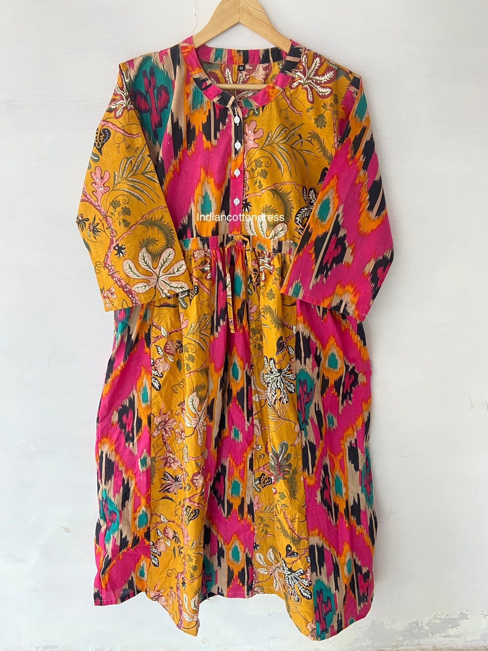 Vestido de algodón patchwork, vestido con estampado de bloque manual, vestido con estampado de bloque, vestidos hechos a mano, vestidos skater, vestid