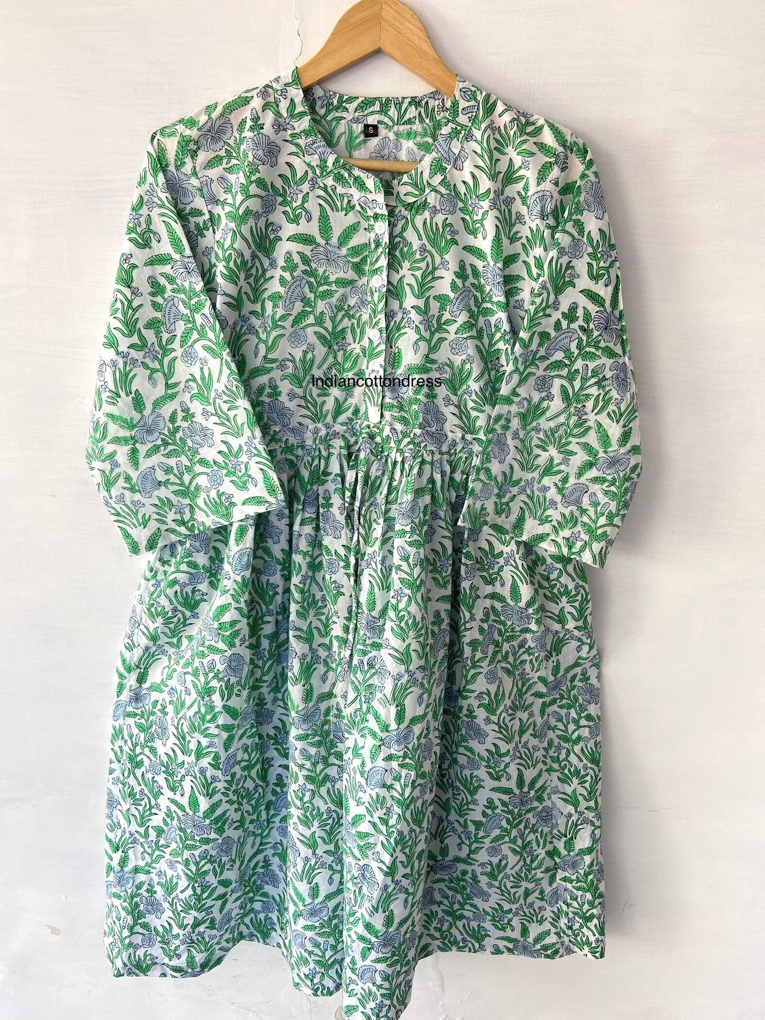 New Floral Printed Block Printed Dress, Cotton Dress, Handblock Print Dress, Skater Dress, Cotton Circle Dress