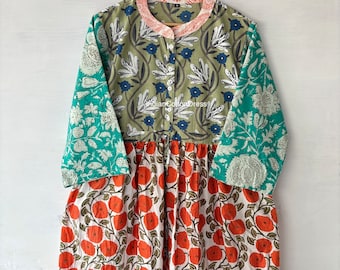 New Patchwork  Blockprint Cotton Dress, casual dress, gown and maxi Dress , summer dress, boho and hippi dress