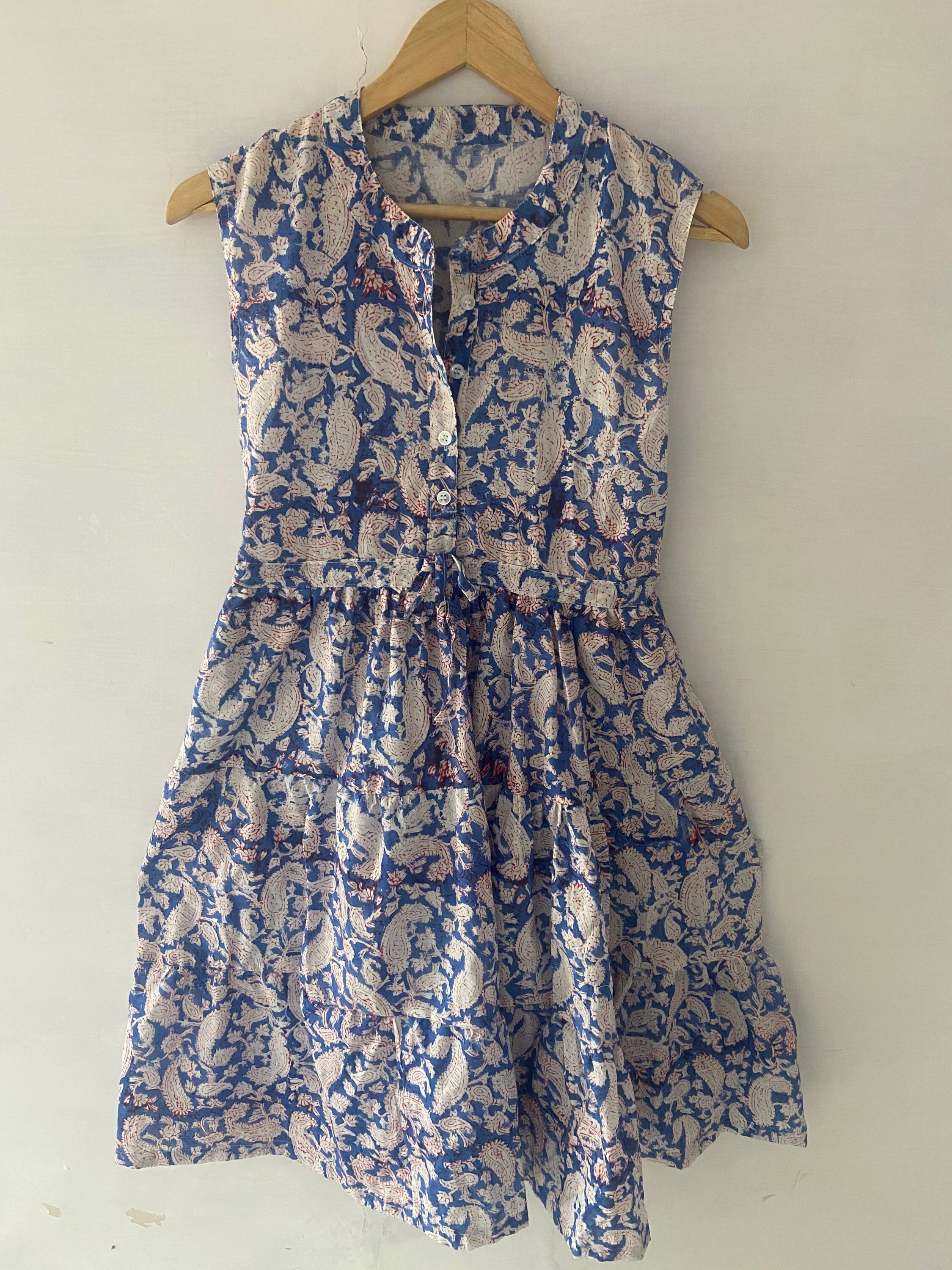 Block Print Dress,indian Cotton Dress,paisley,cotton Indian Dress