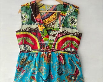 Patchwork Blockprint Cotton Dress, casual dress, gown and maxi Dress , summer dress, boho and hippi dress