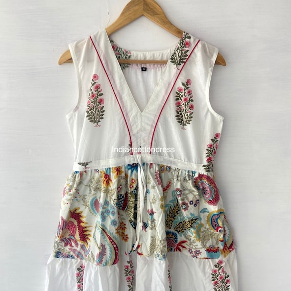 Patchwork Dress Women Dress Hand Print Dress,Cotton Dress,Block Print Dress,Cotton Block Dress,Women Dress,Floral Summer Dress,Handblock