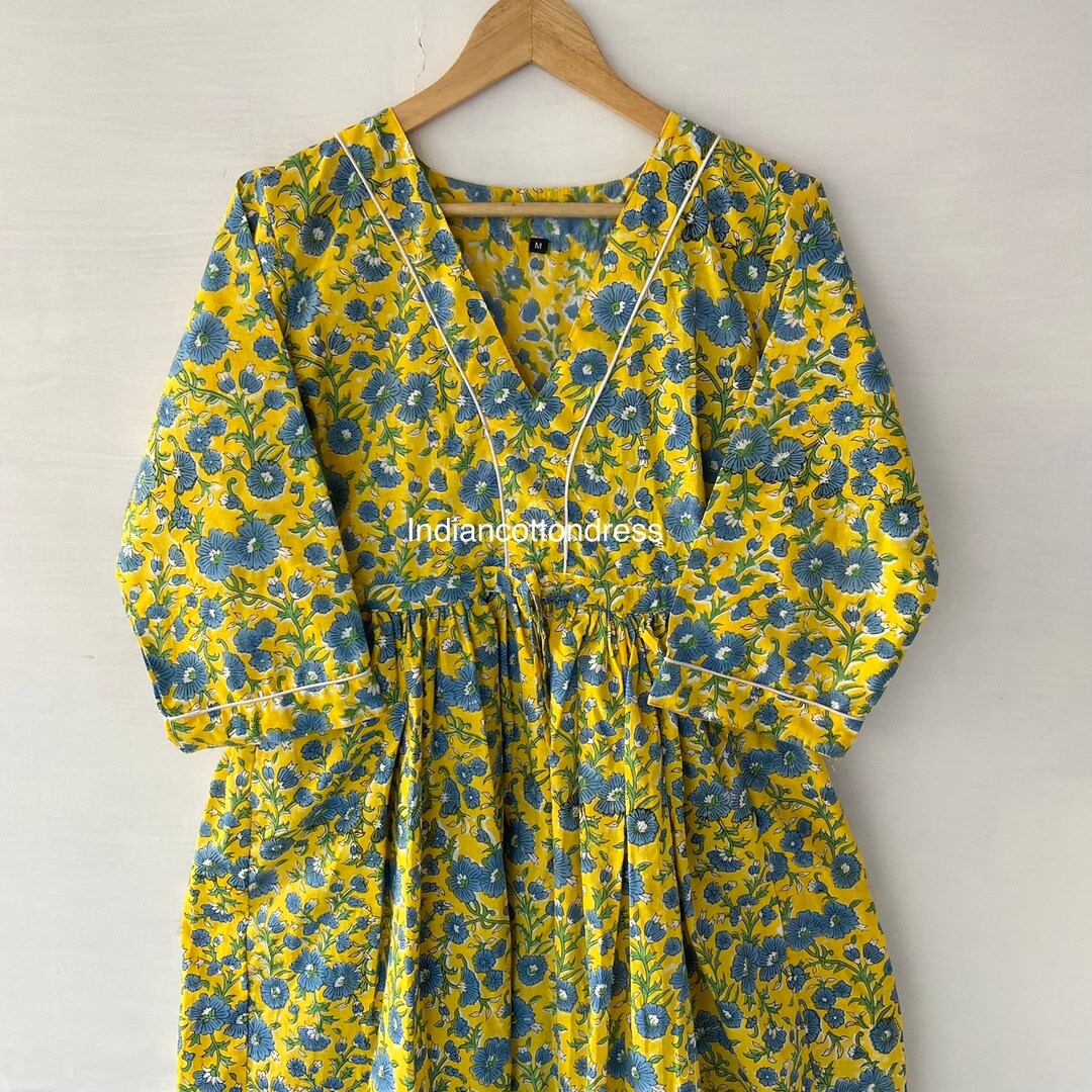 Marble Muse' Hand Block Printed Cotton Dress main image 1
