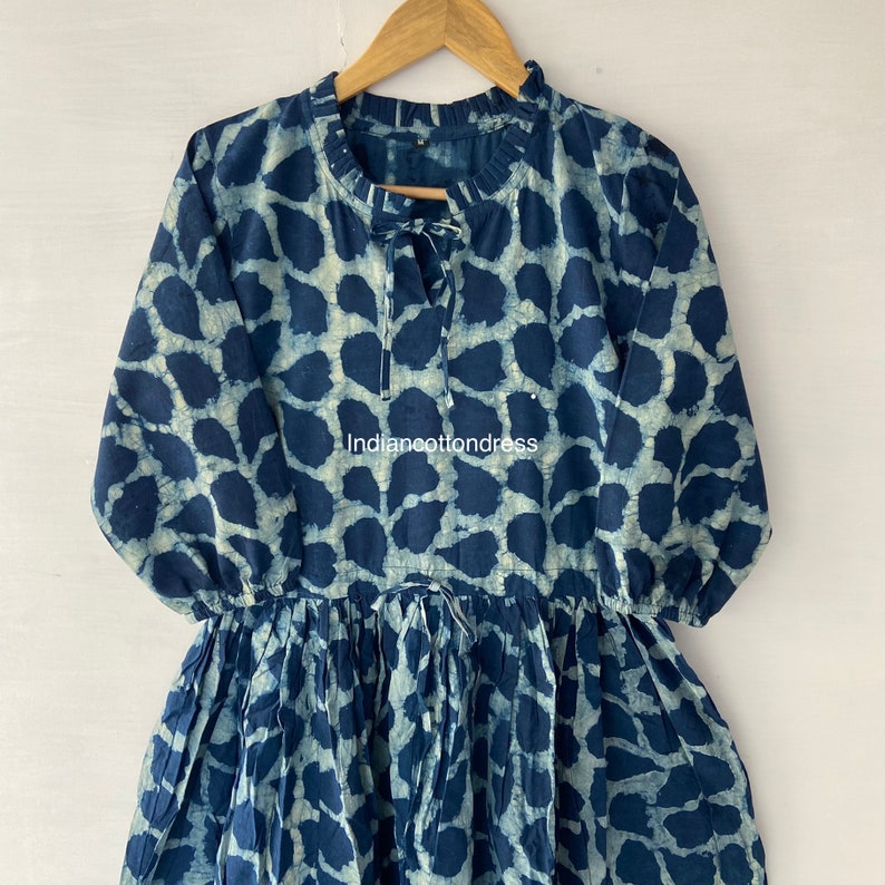 Indigo dabu handblock print tiered cotton skirt main image 1