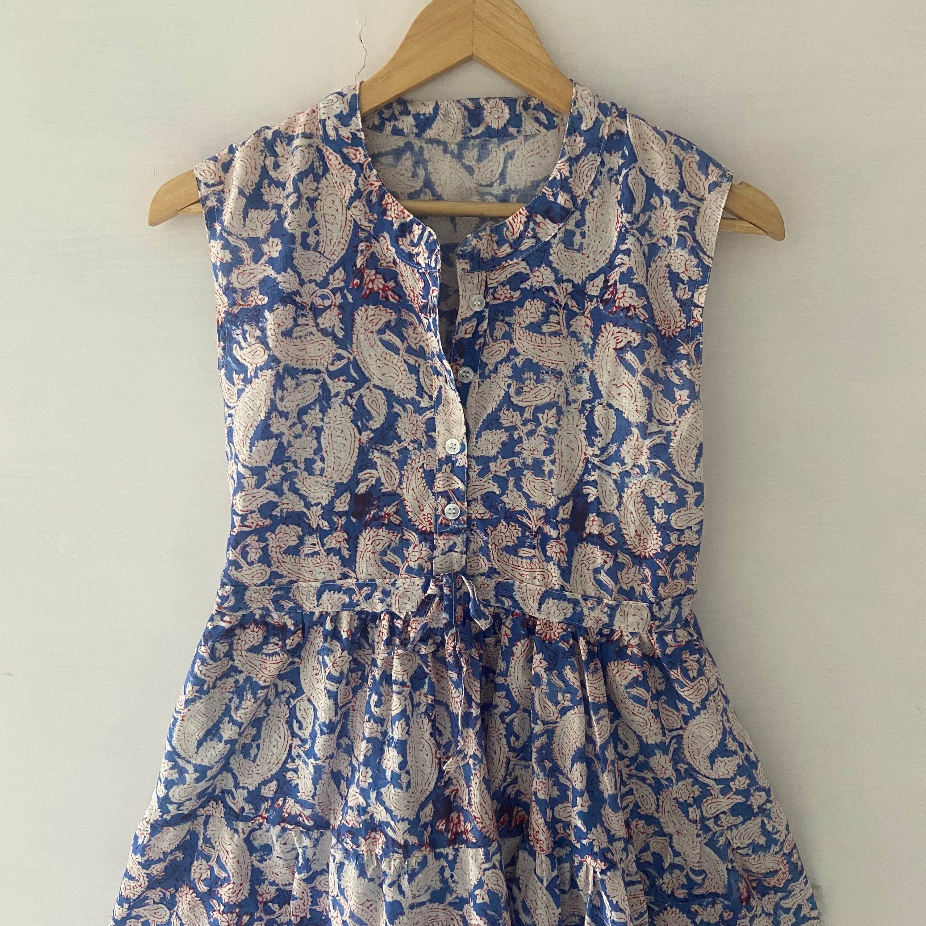 Block Print Dress,indian Cotton Dress,paisley,cotton Indian Dress