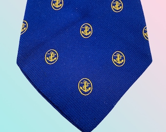 Toye, Kenning Spencer Ltd London | 1960's | Wide Necktie | Yellow Nautical themed print | Royal Blue colour | Made in London | Rare to Find