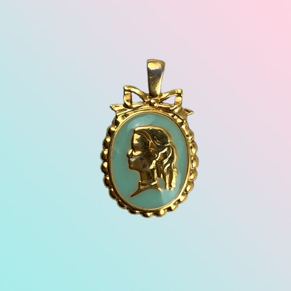 Vintage Gold Tone (Gold plated?)Enamel Silhouette… - image 6