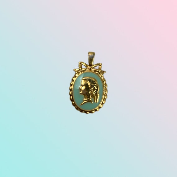 Vintage Gold Tone (Gold plated?)Enamel Silhouette… - image 2