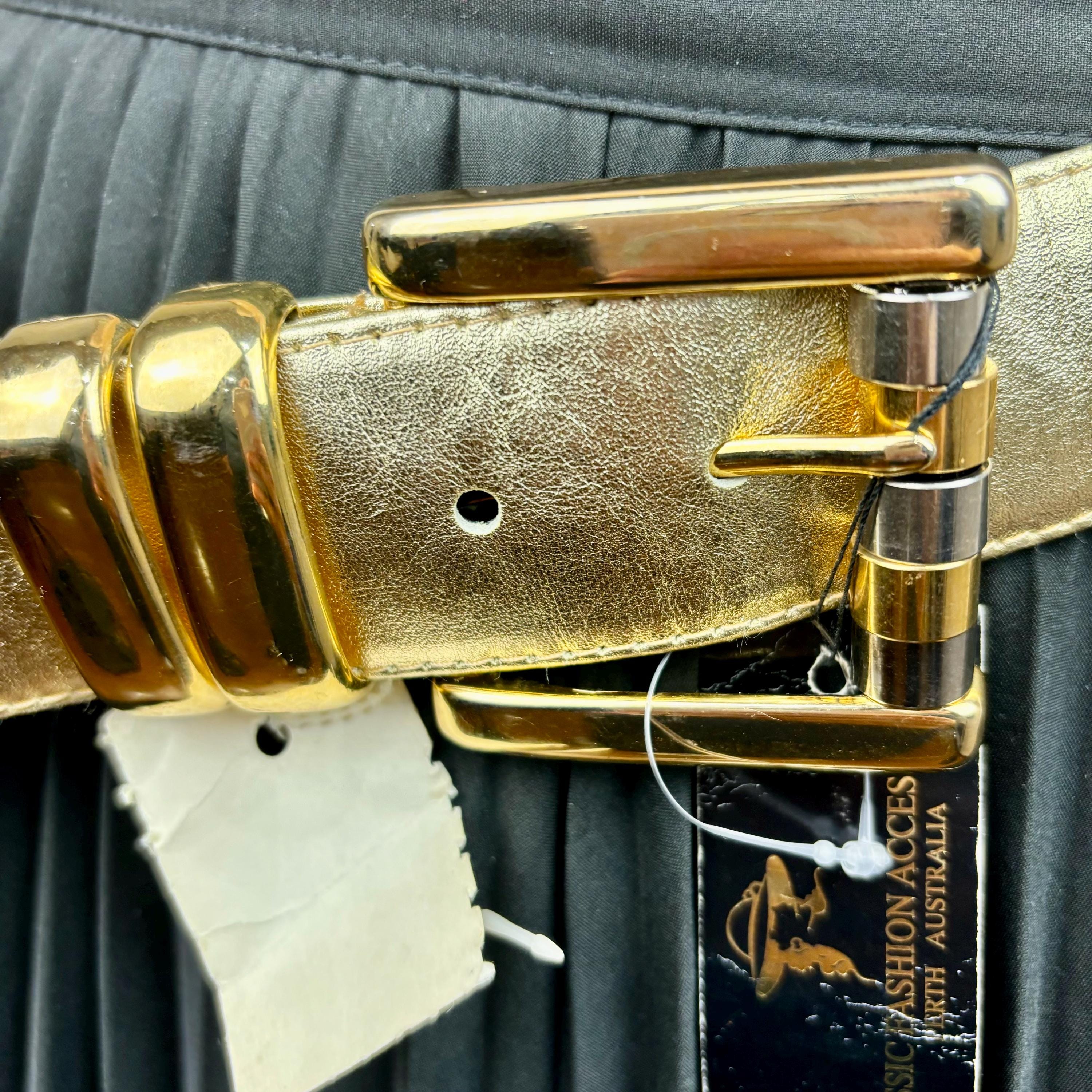 小物 vintage 80s leather-jewelry belt RARE 80's Gold Metallic Belt, Vintage Gold Studded Belt, 80s