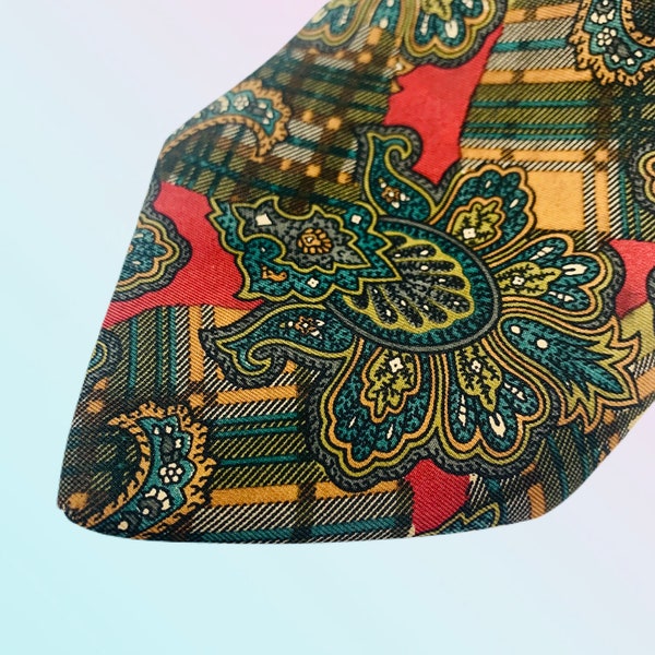 Oroton | 1970's | Vintage Necktie | Paisley Tie | Brown Green and Red Colour | Pure Silk | Made in Australia Rare to Find