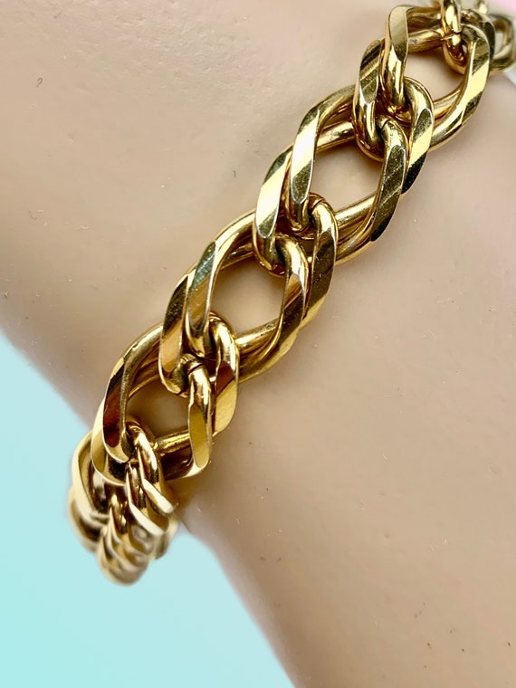 Trifari TM | 1980's | Vintage Chunky Bracelet | Gold Shiny