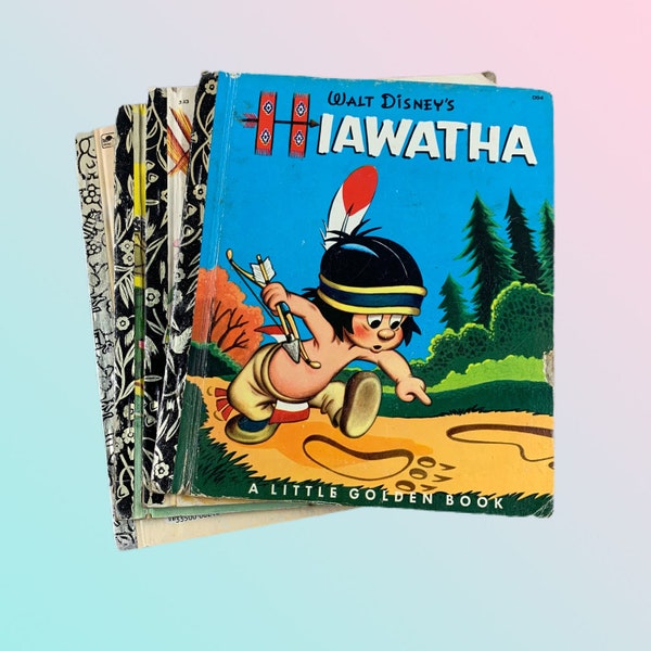 A Little Golden Book | 1970's | Lot of four Children Books | Walt Disney Production | Golden Press Sydney | Hiawatha | Cars | Rare to find