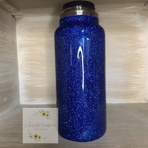 Blue Glittered Water Bottle - Customized