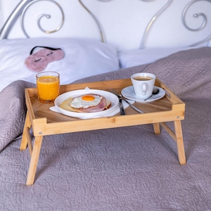 Beautiful Bamboo Bed Tray, Bed Table, Wooden Tray of good quality. Home decor.