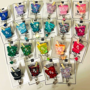 Pharmacy badge reel//name tag badge//nurse reel badge//Rx badge//Pharmacy Mortar & Pestle