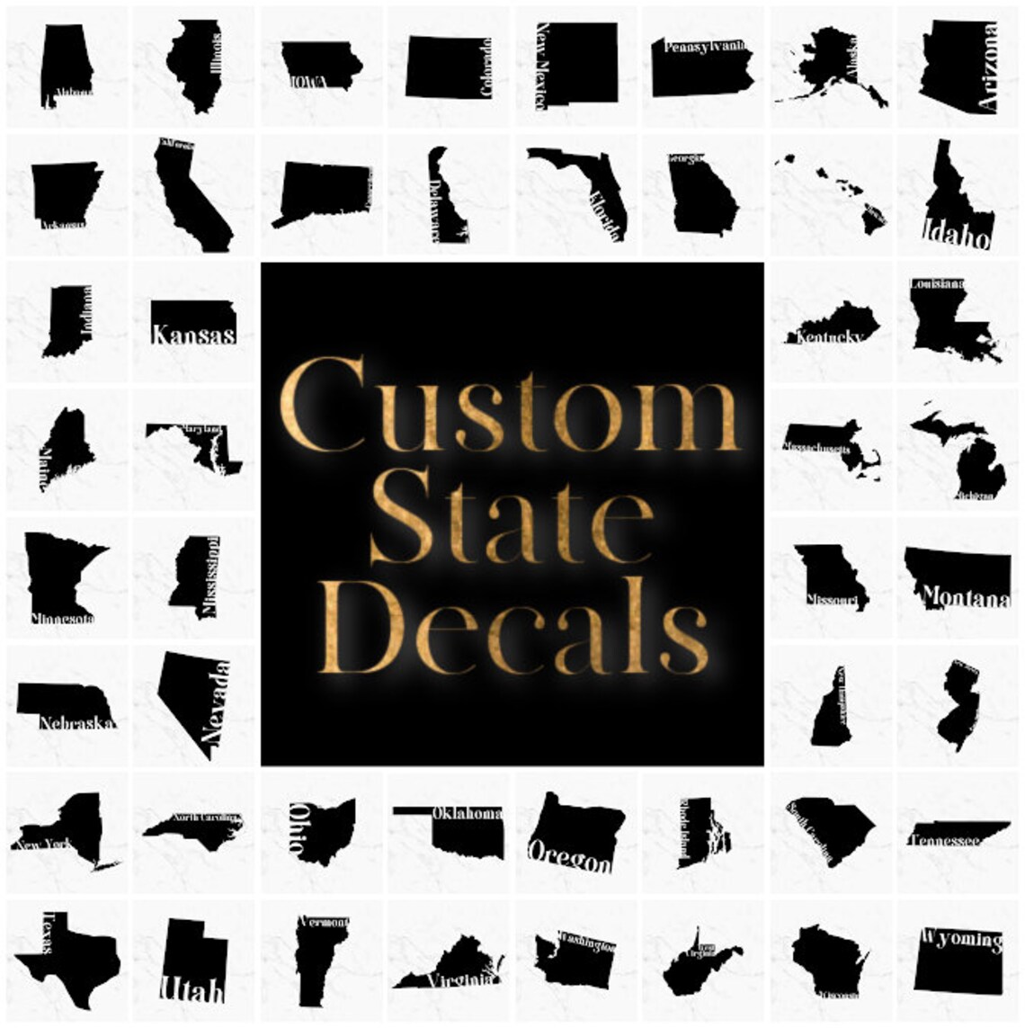 Custom State Decals Vinyl Decals State Outline | Etsy