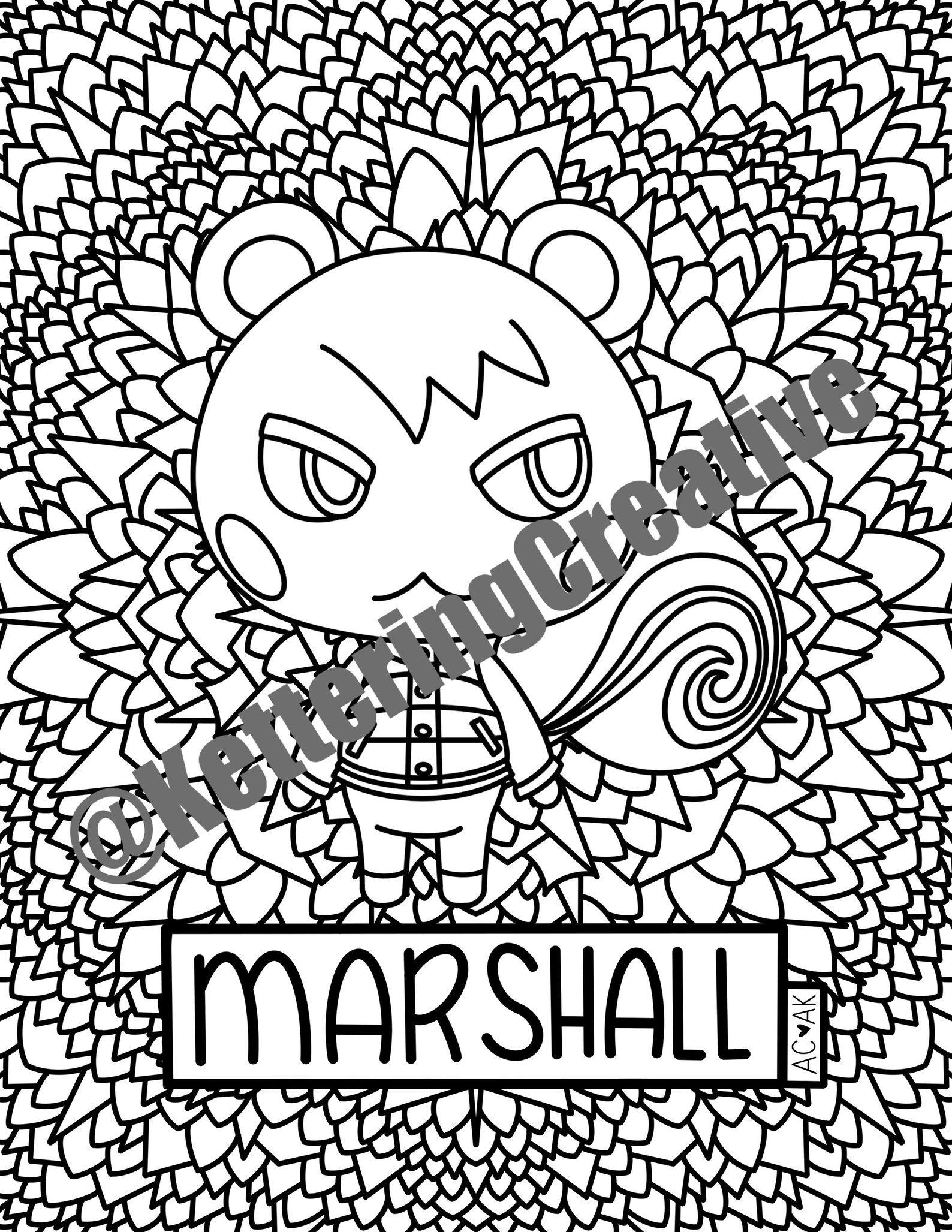 Marshall Coloring Page-Animal Crossing | Etsy