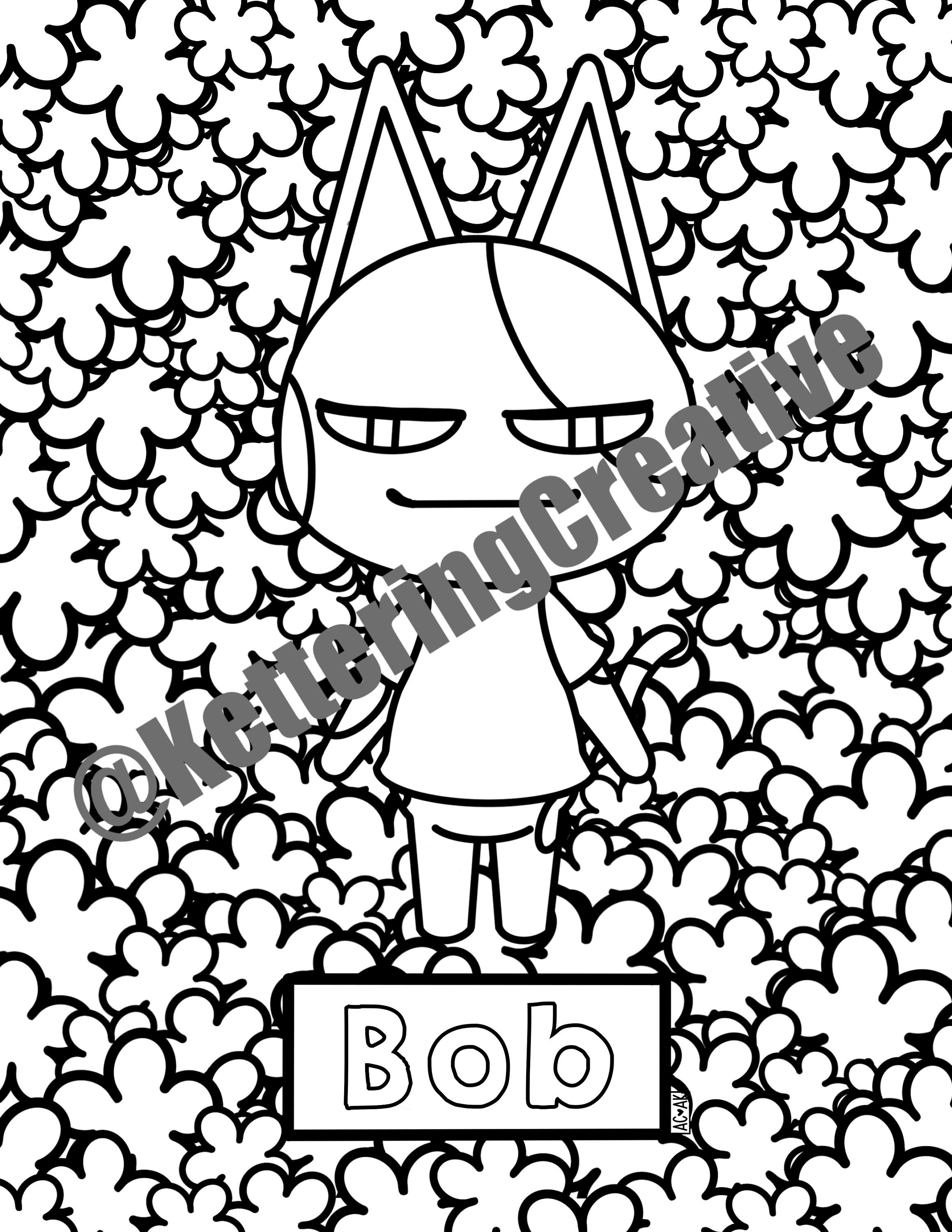 Bob Coloring PageAnimal Crossing Etsy