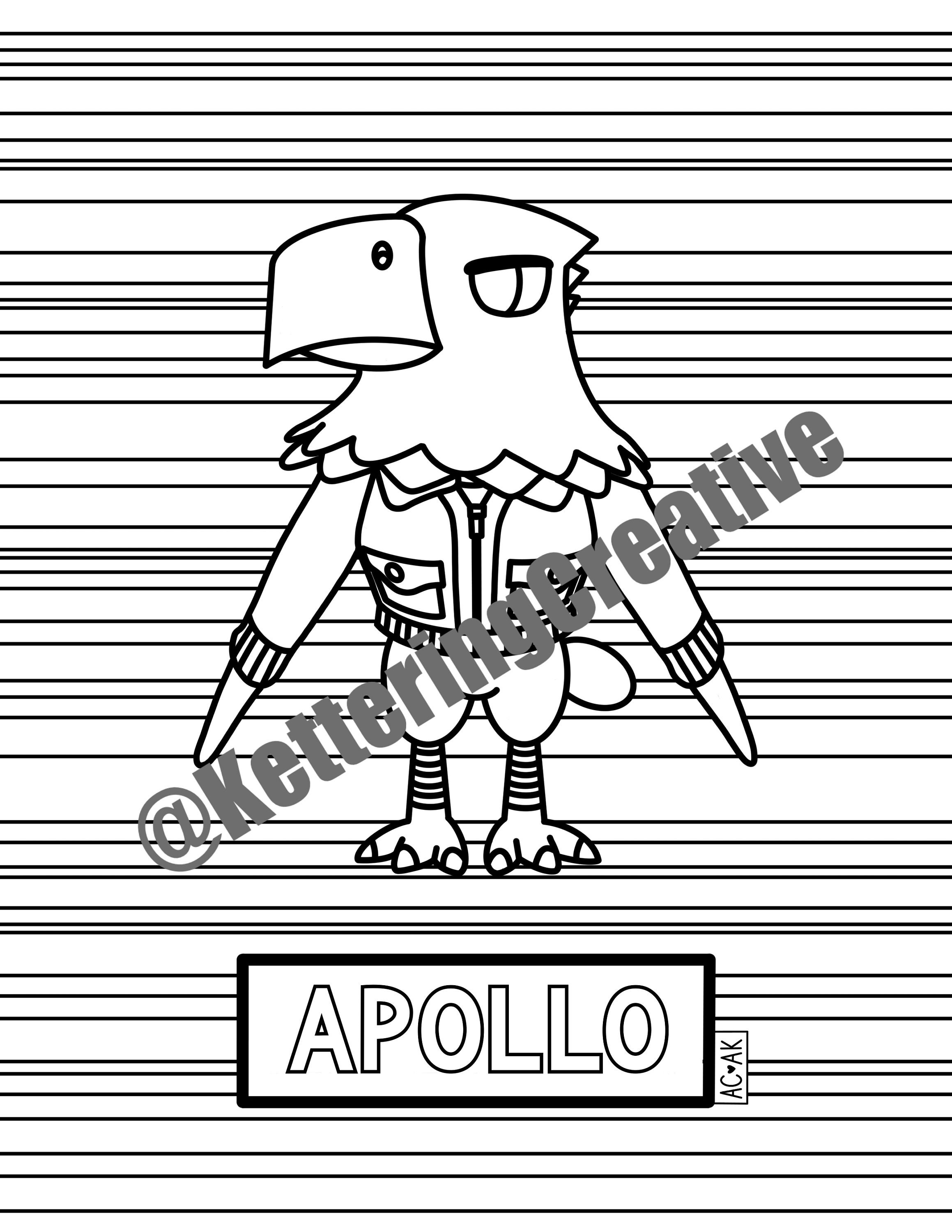 Apollo Coloring Pageanimal Crossing Etsy New Zealand