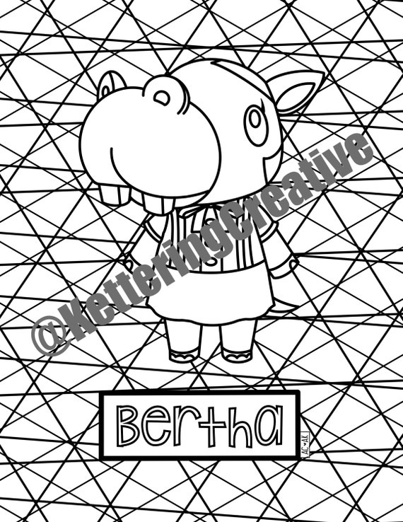 Bertha Coloring Page-Animal Crossing | Etsy