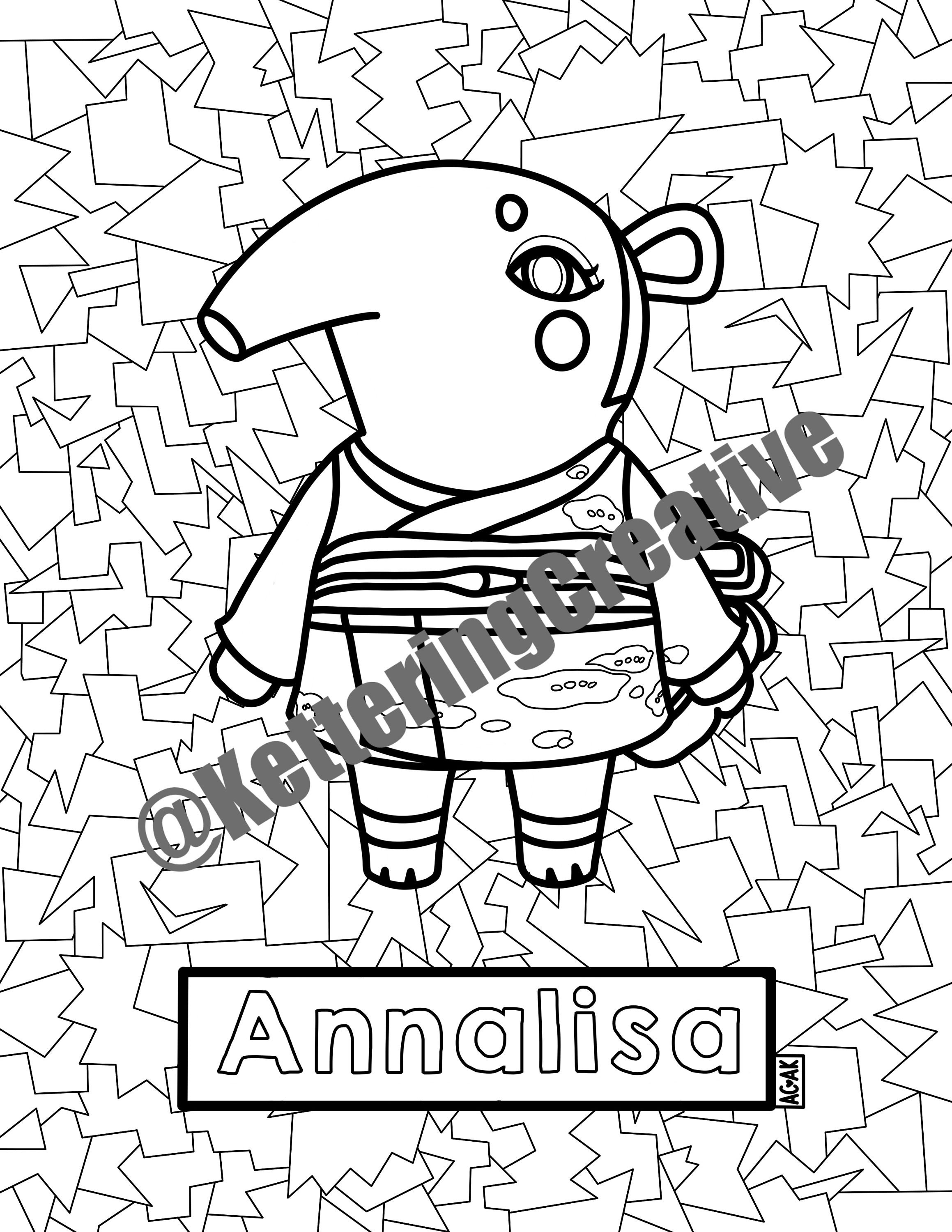 Annalisa Coloring Pageanimal Crossing Etsy