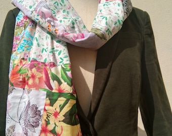 Reworked Patchwork Scarf Handmade, Beautiful Colours 11