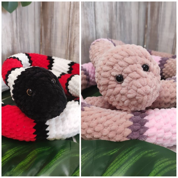 Crocheted Cuddly Toy, Handmade Snake, Super Soft, Allergy Friendly, Baby Gift, Plush Toy, Children's Toys, Lampropeltis