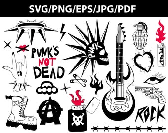Punk rock clip art vector svg eps png..