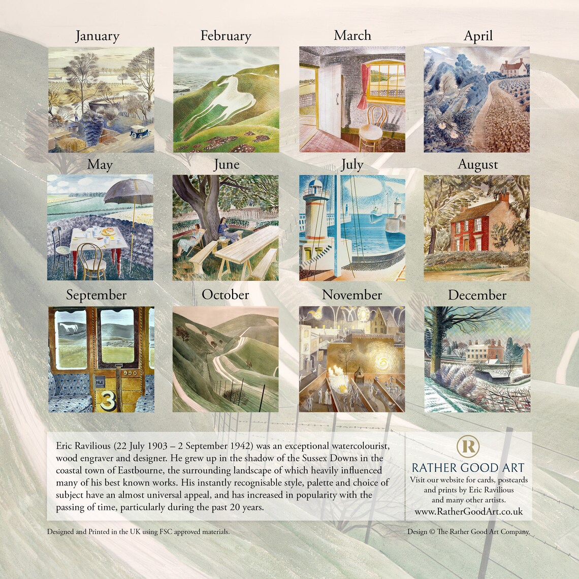 The Eric Ravilious Wall Calendar 2024. Etsy UK