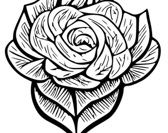 Dark Rose Black Rose Line/Outline/Vector/Art/Cut/Circut File/Circut Cut/Download/Sticker/Tattoo/Design/JPEG/PNG/SVG/Clipart
