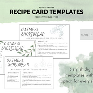 Modèle de carte de recette Carte de recette imprimable Recette d'héritage Modèle de recette Modèle de carte de recette modifiable image 1