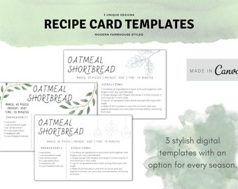Recipe Card Template | Printable Recipe Card | Heirloom Recipe | Recipe Template | Editable Recipe Card Template